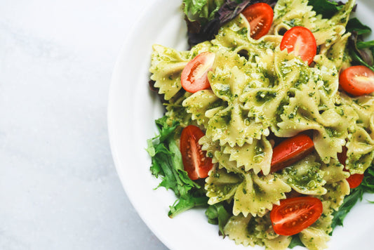 Onesto's gluten-free, vegan and wheat-free recipe for basil pesto and pasta. 