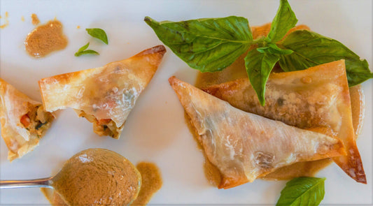 Meatless Monday: Veggie Wontons with Almond Butter Dipping Sauce