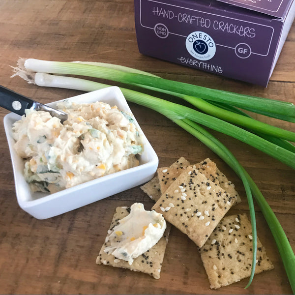 Quarantine Snack: Spicy Three-Cheese Spread and Onesto Crackers