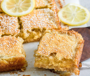 Onesto's gluten-free, wheat-free, non-GMO, delicious and tart and easy lemon squares