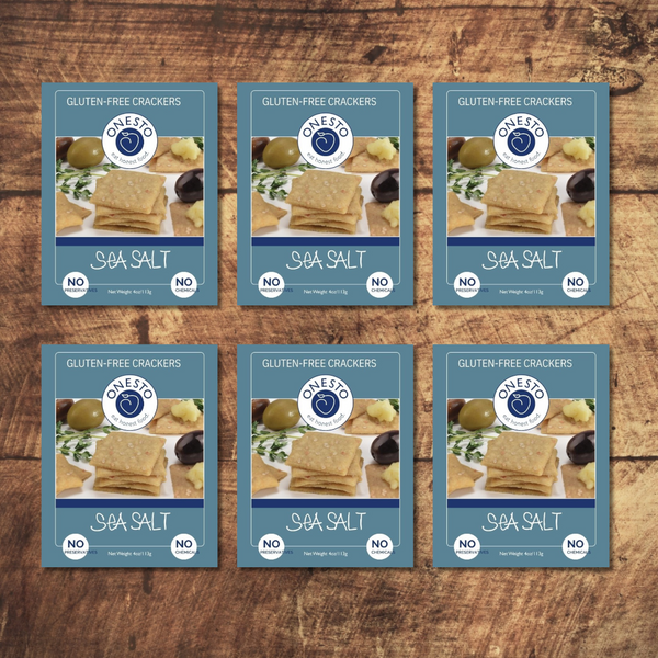 SOLD OUT thru 6/19/25    Onesto Gluten-Free Sea Salt Crackers
